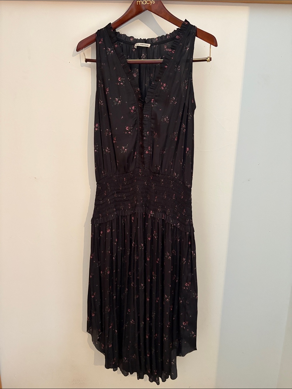 Ulla Johnson Black Floral Sleeveless Midi Dress
